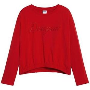 Desigual - Effen T-shirt - Katoen - Lange Mouwen - Strasslogo