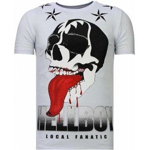 Local Fanatic  Hellboy Rhinestone  Shirts  heren Wit