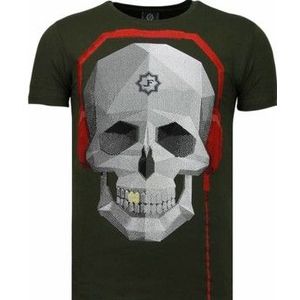 Local Fanatic  Skull Bring The Beat Rhinestone  Shirts  heren Groen