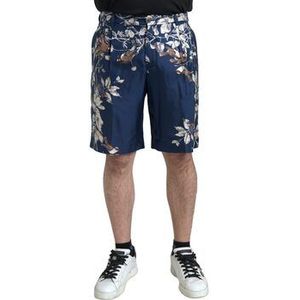 D&amp;G  Zijden shorts met vogelprint  Broeken  heren Blauw