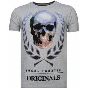 Local Fanatic  Skull Originals Rhinestone  Shirts  heren Grijs