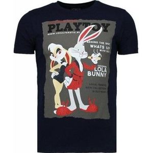 Local Fanatic  Playtoy Bunny Rhinestone  Shirts  heren Blauw