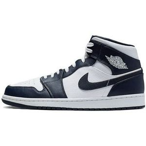 Nike  Air Jordan 1 Mid White Metallic Gold Obsidian  Sneakers  heren Blauw