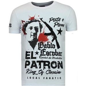 Local Fanatic  El Patron Pablo Rhinestone  Shirts  heren Wit