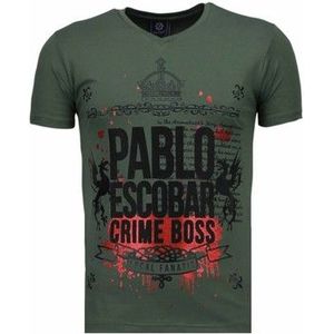 Local Fanatic  Pablo Escobar Boss Rhinestone  Shirts  heren Groen