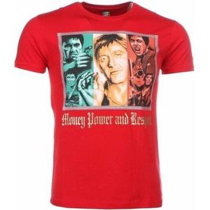 Local Fanatic  Scarface Money Power Respect Print  Shirts  heren Rood