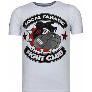 Local Fanatic  Fight Club Spike Rhinestone  Shirts  heren Wit