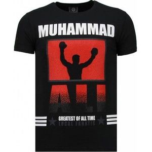 Local Fanatic  Muhammad Ali Rhinestone  Shirts  heren Zwart