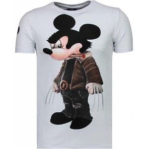 Local Fanatic  Bad Mouse Rhinestone  Shirts  heren Wit