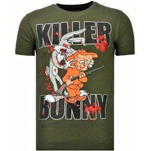 Local Fanatic  Killer Bunny Rhinestone  Shirts  heren Groen