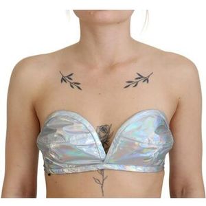 D&amp;G  Zilveren iriserende buistop  Strapless/Verwijderbare bandjes dames Zilver