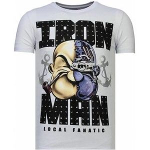 Local Fanatic  Iron Man Popeye Rhinestone  Shirts  heren Wit