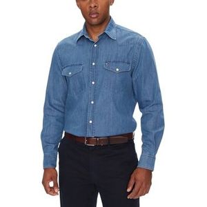 Tommy Hilfiger, Heren, Overhemden, Blauw, Maat: XL Denim,