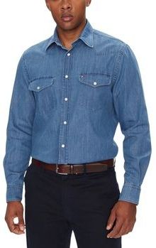 Tommy Hilfiger, Heren, Overhemden, Blauw, Maat: XL Denim,