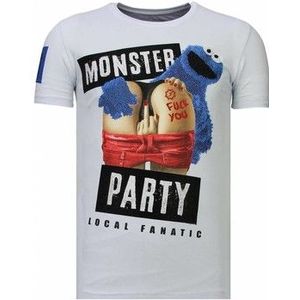 Local Fanatic  Monster Party Rhinestone  Shirts  heren Wit