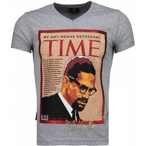 Local Fanatic  Malcolm X  Shirts  heren Grijs