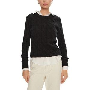 Tommy Hilfiger  SOFT WOOL CABLE C-NK WW0WW43586  Truien  dames Zwart