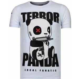 Local Fanatic  Terror Panda Rhinestone  Shirts  heren Wit