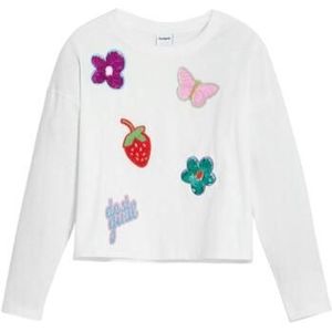 Desigual - T-shirt - Effen - Langarm - Met Vormapplicaties - Katoen