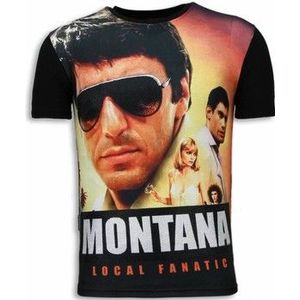 Local Fanatic  Tony Montana Digital Rhinestone  Shirts  heren Zwart