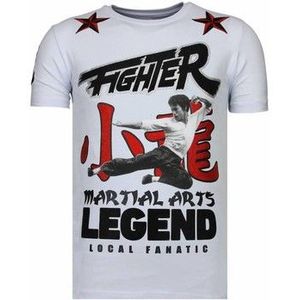 Local Fanatic  Fighter Bruce Lee Rhinestones  Shirts  heren Wit