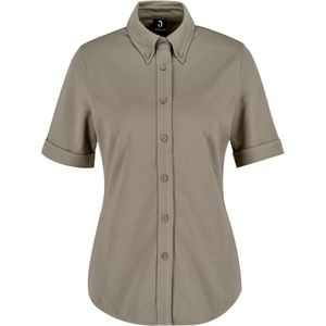 JOBELINE Damesblouse Piqué met korte mouwen; Kledingmaat XL; taupe