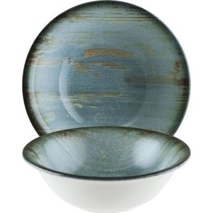 Bonna Schaal Madera Mint; 400ml, 16x5 cm (ØxH); turquoise/bruin/zwart; rond; 12 stuk / verpakking