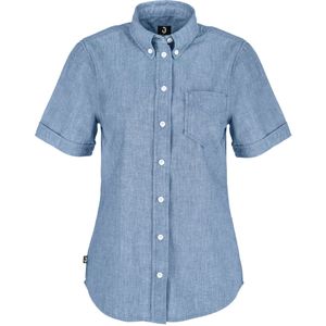 JOBELINE Blouse korte mouw Chambray regular fit; Kledingmaat 50; blauw