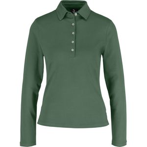 JOBELINE Polo dames lange mouw Malme regular fit; Kledingmaat S; olijf