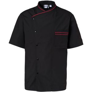 PULSIVA Heren koksbuis Jonas korte mouwen; Kledingmaat 48; zwart, bies in rood