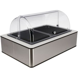 VEGA Koelvitrine Fundale wit 10 cm melamine zwart 2 x 1/2; Maat GN 1/1, 57x36.5x33.9 cm (LxBxH); walnoot/transparant/wit; rechthoekig