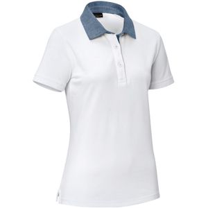 JOBELINE Damespolo Cato Chambray; Kledingmaat XS; wit