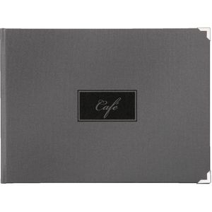 VEGA Menukaart Oscar met embossing CAFÉ A5 liggend; Maat A5, 24.8x18.7 cm (BxH); grijs; 6 pagina`s