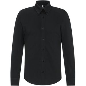 JOBELINE Overhemd lange mouw Piqué slim fit; Kledingmaat XL; zwart