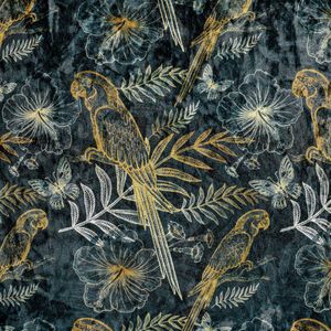 VEGA Metergoed Floral fluweel; 140 cm (B); blauw