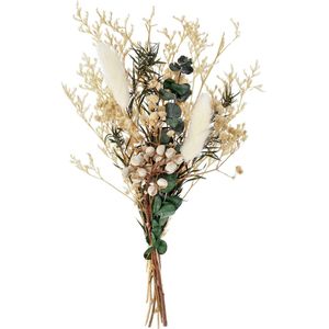 Miniboeket van droogbloemen Corey; 15 cm (L); beige/bruin/donkergroen