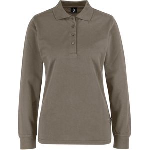 JOBELINE Polo dames lange mouw Fly regular fit; Kledingmaat XS; taupe