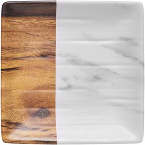 VEGA Bord Tupelo vierkant; 15x15x1.5 cm (LxBxH); wit/bruin; vierkant; 10 stuk / verpakking