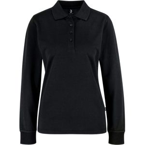 JOBELINE Polo dames lange mouw Fly regular fit; Kledingmaat XS; zwart
