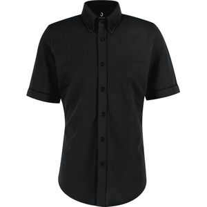 JOBELINE Overhemd korte mouw Piqué slim fit; Kledingmaat 3XL; zwart