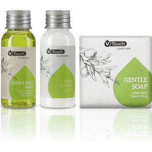 V-Touch Monsterset hotelcosmetica Oliva Pure 3-delig; meerkleurig