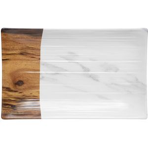 VEGA Bord Tupelo met opstaande rand; 29x18x4 cm (LxBxH); wit/bruin; rechthoekig; 6 stuk / verpakking