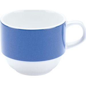 PULSIVA Koffiekop Multi-Color; 160ml, 7x6 cm (ØxH); wit/blauw; rond; 6 stuk / verpakking