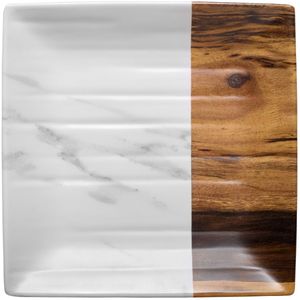 VEGA Bord Tupelo vierkant; 22.5x22.5x2.5 cm (LxBxH); wit/bruin; vierkant; 6 stuk / verpakking