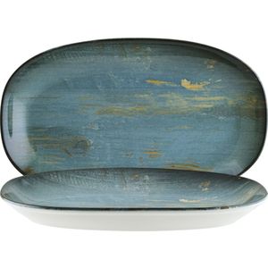 Bonna Schaal Madera Mint ovaal; 15x8.5 cm (LxB); turquoise/bruin/zwart; ovaal; 12 stuk / verpakking