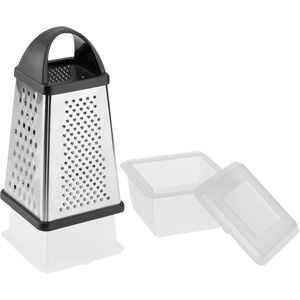 Westmark Vierkante rasp met opvangbak; 13x13.6x25 cm (LxBxH); zilver/zwart