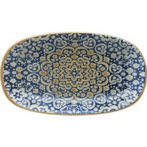Bonna Schaal Alhambra ovaal; 24x14 cm (LxB); blauw/wit/bruin; ovaal; 12 stuk / verpakking
