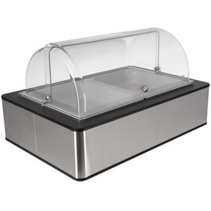 VEGA Koelvitrine Fundale antraciet 6,5 cm melamine wit 2 x 1/2; Maat GN 1/1, 63x42.5x33.9 cm (LxBxH); antraciet/transparant/wit; rechthoekig