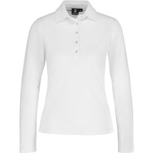 JOBELINE Polo dames lange mouw Malme regular fit; Kledingmaat XL; wit