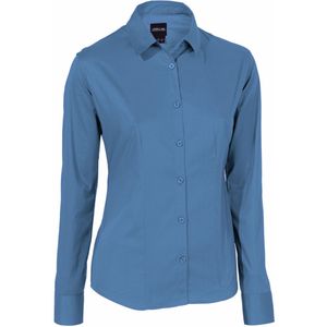 JOBELINE Blouse lange mouw Claudia slim fit; Kledingmaat 40; rookblauw